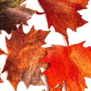 10 x maple leaves felted in bright colors for the season tablecloth, carnival costume, carnival or for decoration image 5