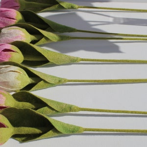 Handarbeit, gefilzte langstielige Tulpe, in rosa,weiß als Geschenk zum Muttertag Bild 2
