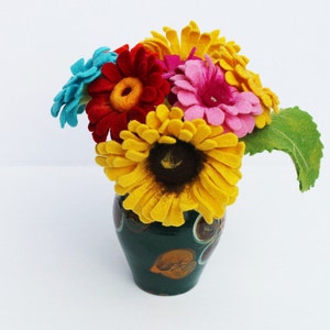 Flowers in white or multicolored, gerbera, handmade felted flowers, magical idea as a gift for the mother or the girlfriend image 7