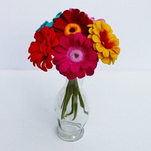 Flowers in white or multicolored, gerbera, handmade felted flowers, magical idea as a gift for the mother or the girlfriend image 2