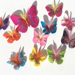 Butterflies, 11 pieces, 10x small, 1x large butterfly and colorful for tinkering for the school bag, as decoration for baptism image 4
