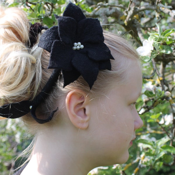 Hair accessories for the bride, black, Brautschmuck, felt