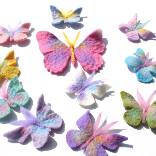 Schmetterlinge in Pastell, 11 Stück, 10x klein, 1x großer Schmetterling zum basteln für die Schultüte, als Dekoration zur Taufe