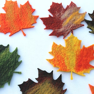 10 x maple leaves felted in bright colors for the season tablecloth, carnival costume, carnival or for decoration image 7