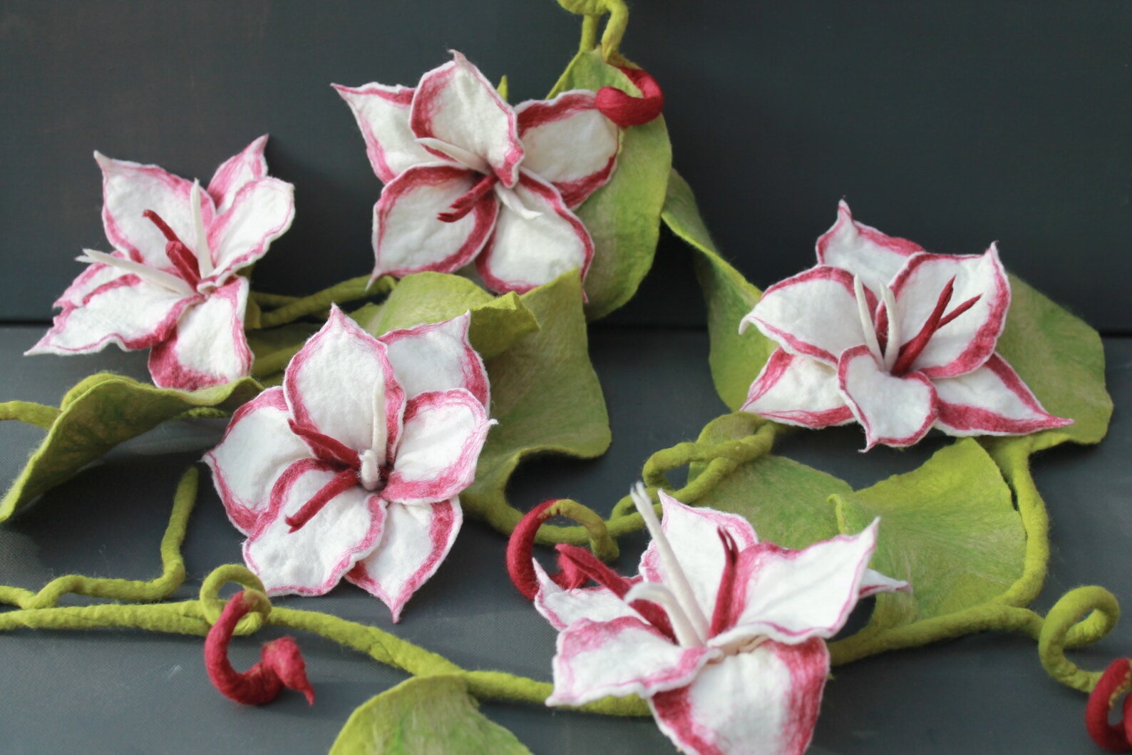 Large Lilies Garland in White and Bordeaux Special Unique Etsy