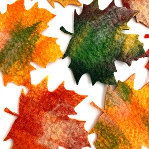 10 x maple leaves felted in bright colors for the season tablecloth, carnival costume, carnival or for decoration image 6