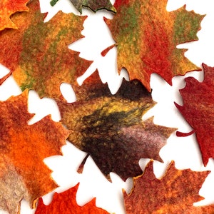 10 x maple leaves felted in bright colors for the season tablecloth, carnival costume, carnival or for decoration image 3