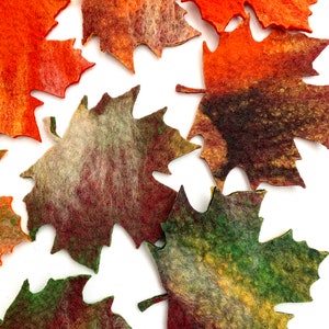 10 x maple leaves felted in bright colors for the season tablecloth, carnival costume, carnival or for decoration image 4