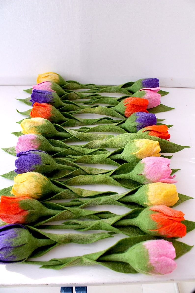 Colourful tulips felted by hand image 9