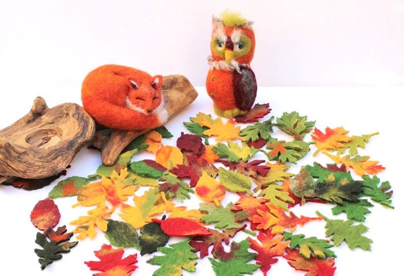 Leaves, maple leaves in colored, set of 10, felted for the season table or as decoration for the apartment image 5