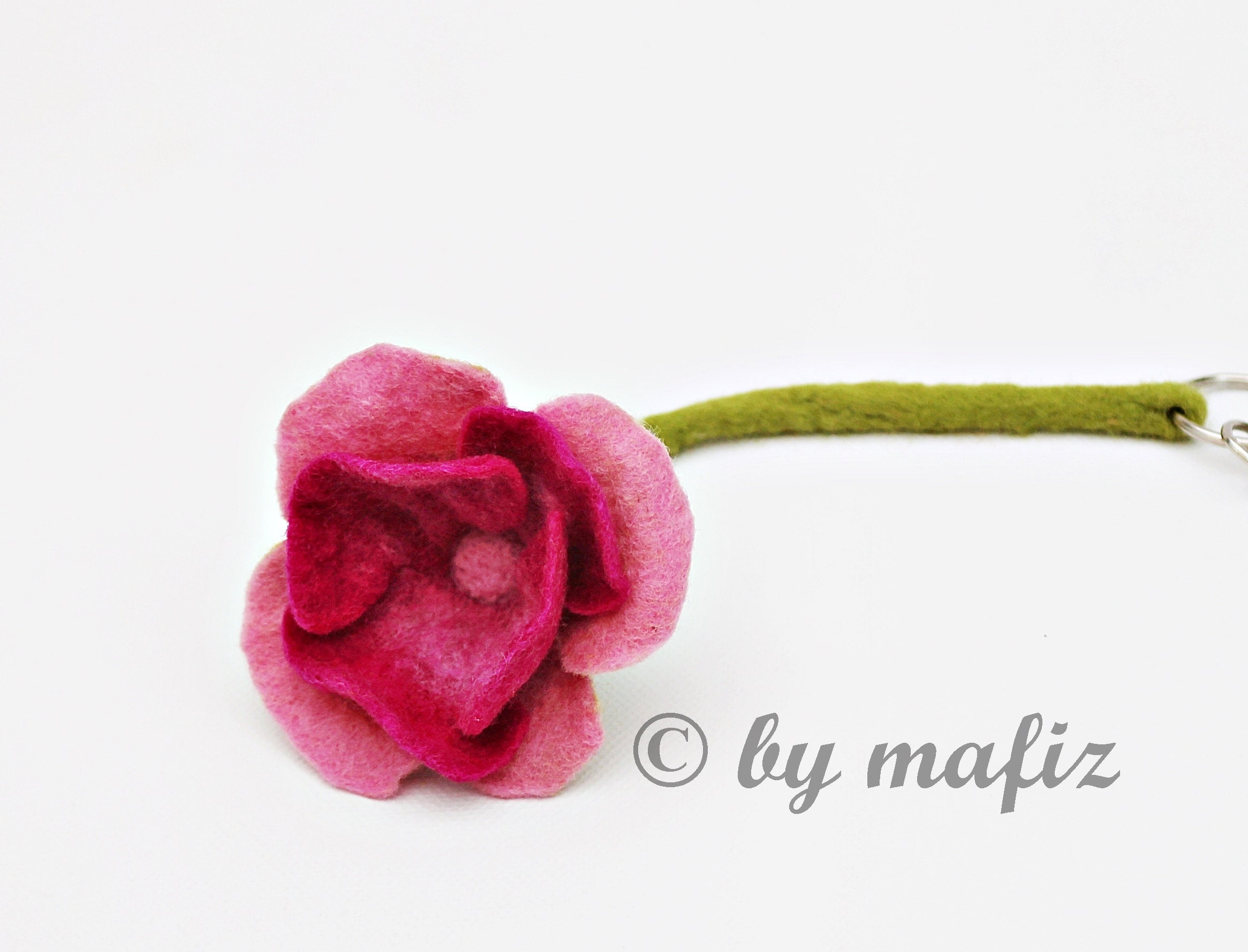 Keyring felted poppy flower in yellow and red with keyring Etsy