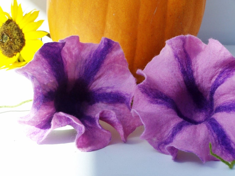 Very noble hanging flowers purple for the window, hand felted image 3