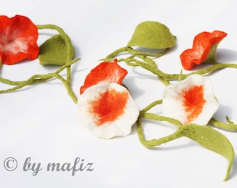 Easter deco, Flower garland in orange light, garland felt, felt garland, garland, window decoration