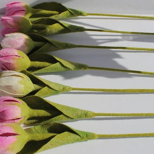 Handarbeit, gefilzte langstielige Tulpe, in rosa,weiß als Geschenk zum Muttertag Bild 6