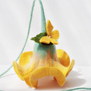 Flower in yellow with butterfly, decoration for the apartment, flowers to hang for the window, gift for mom or girlfriend image 1