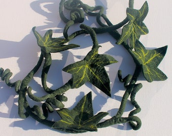 leaf garland, ivy, dark green, felt garland, window decoration, decoration, felt, garland, enchanting demo for the wedding table