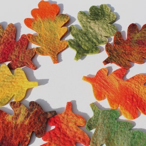 10 x Eichenblätter gefilzt in bunten Herbst Farben für den Jahreszeitentisch, Karnevalskostüm, Fasching oder zur Dekoration Bild 6
