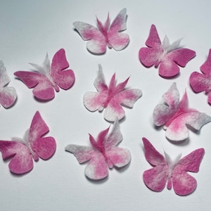 10 papillons roses et blancs comme décoration de baptême ou comme décoration pour la scolarisation, le cône scolaire ou la chambre des enfants