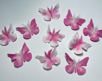 10 butterflies in pink and white as christening decoration or as decoration for the first day of school, school bag or the children's room