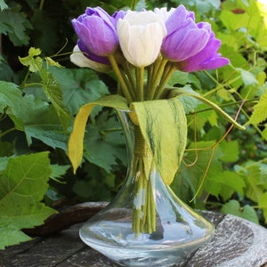 5 x flowers, tulips in purple, felted purple tulips as a bouquet of tulips, bouquet, bouquet for wedding, bridal bouquet, felt flowers image 3