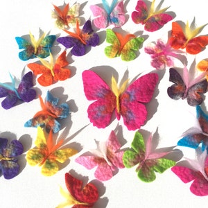 Butterflies, 11 pieces, 10x small, 1x large butterfly and colorful for tinkering for the school bag, as decoration for baptism image 1