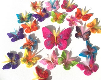 Butterflies, 11 pieces, 10x small, 1x large butterfly and colorful for tinkering for the school bag, as decoration for baptism