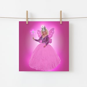 Dolly Magic Dolly Parton Fairy Queen Boże Narodzenie Urodziny Kartka Życzenia Unikalne Ręcznie LGBTQ+ Piękno Dekoracja Kicz Flamingo Kwadrat