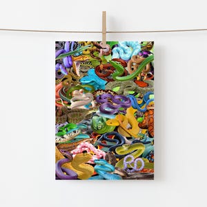 Ormar! Hälsningskort Kitsch Flamingo Orm Reptiler Pytonorm Boa Fjäll Slither Vilda djur