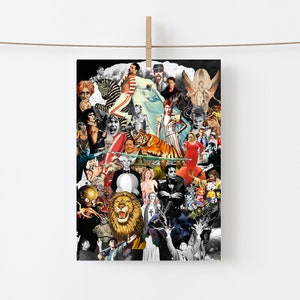 De vier ruiters van de Apocalyps Verjaardagskaart Wenskaart Kitsch Flamingo David Bowie Prins Freddie Mercury Andy Warhol