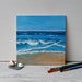Summer sea painting in acrylic on canvas board. Original unframed 20 x 20 cm square painting.