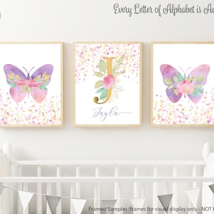 Watercolor Butterfly Wall Decor Nursery Wall Decor Personalized Art Prints Girl Teen Dorm Bedroom Art - Unframed Prints of Canvas Wraps