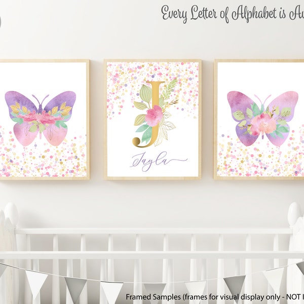 Watercolor Butterfly Wall Decor Nursery Wall Decor Personalized Art Prints Girl Teen Dorm Bedroom Art - Unframed Prints of Canvas Wraps