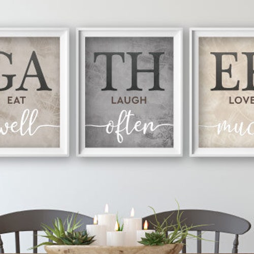 Farmhouse Kitchen Wall Art Prints Gather Eat Well Laugh Often Etsy
