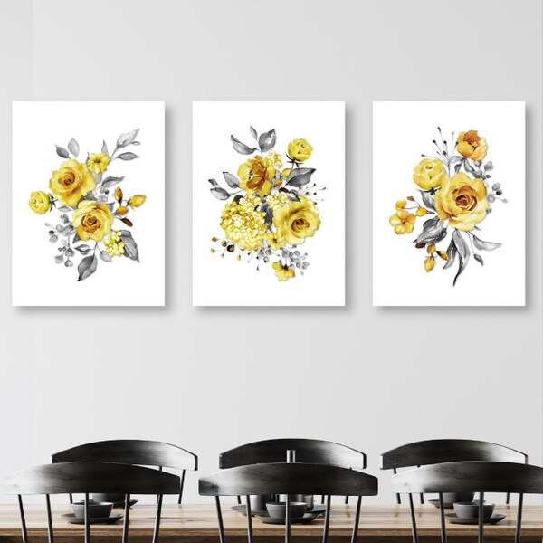 Yellow Grey Bedroom Etsy