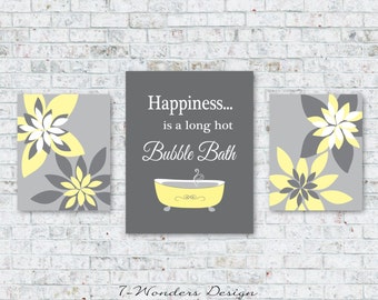 Yellow Gray Bathroom Etsy