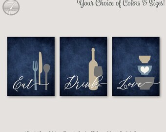 Blue Kitchen Decor Etsy