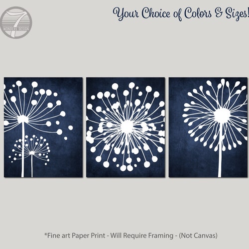 Blue Gray Wall Decor Set of 3 Watercolor Art Prints Blue Etsy