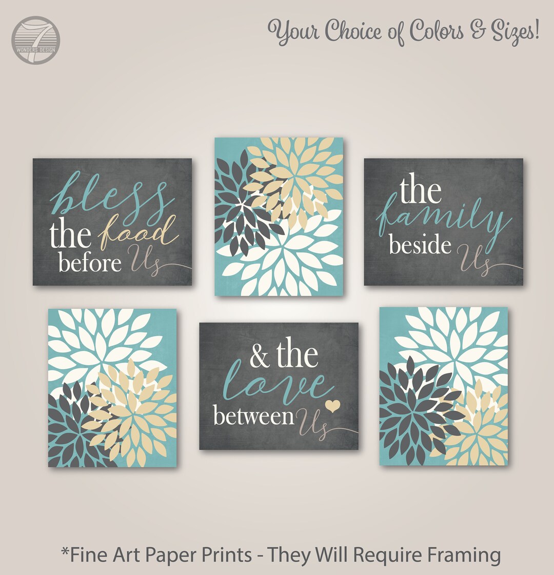 Modern Rustic Country Kitchen Wall Art, Bless the Food Before Us