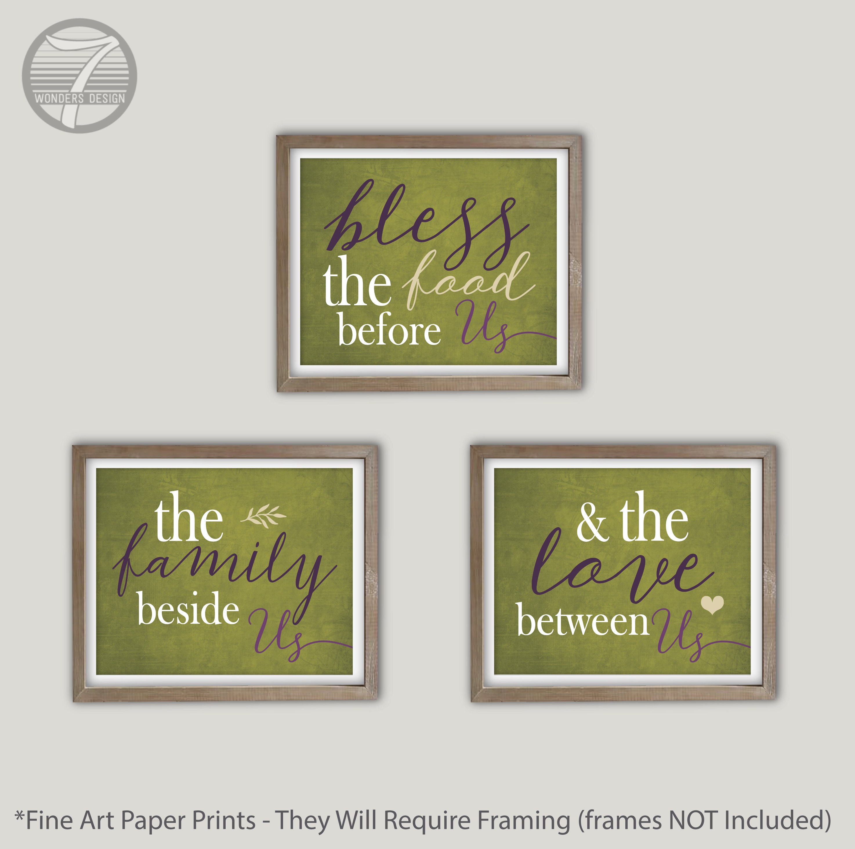 Modern Country Kitchen Wall Art Prints Bless the Food Before Etsy UK