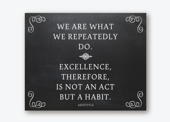 Aristotle Quote excellence is a Habit, Philosphophy, Graduation