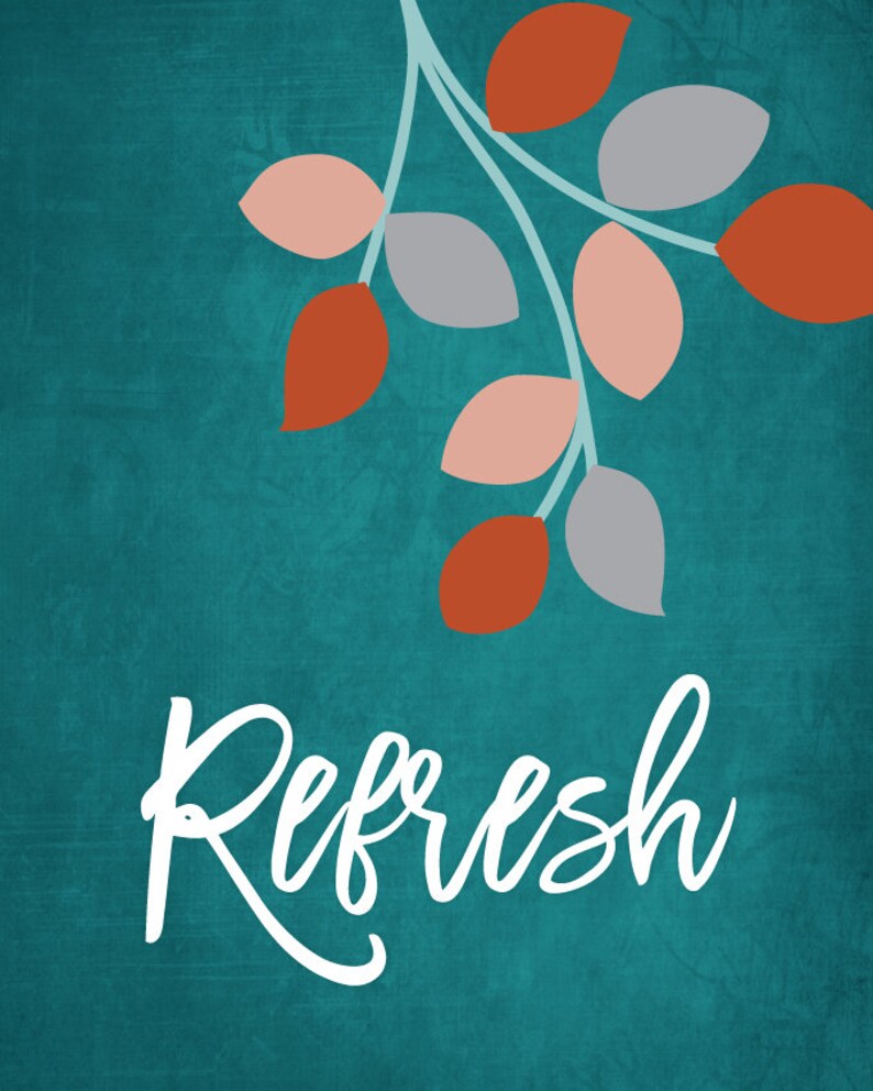 Burnt Orange Teal Grey BATHROOM Wall Art Prints Relax Renew Etsy