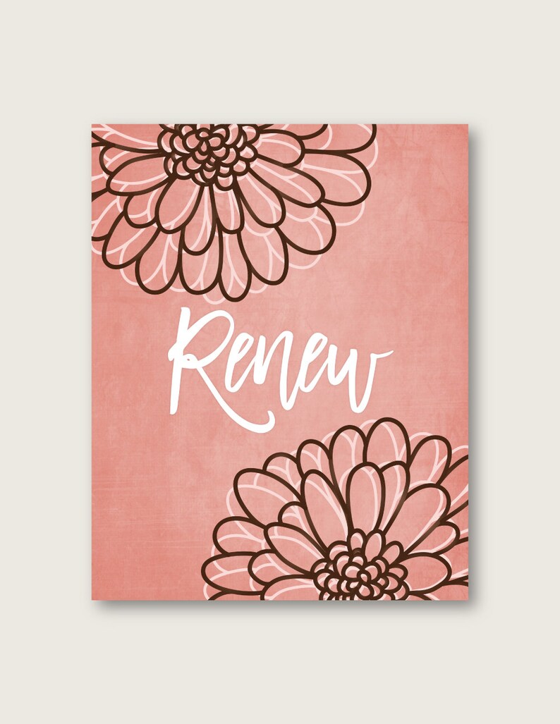 Brown Blush Pink BATHROOM Wall Art Relax Renew Refresh Etsy