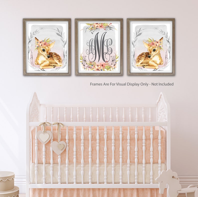 Personalized Baby Girl Nursery Art Deer Nursery Woodland Etsy