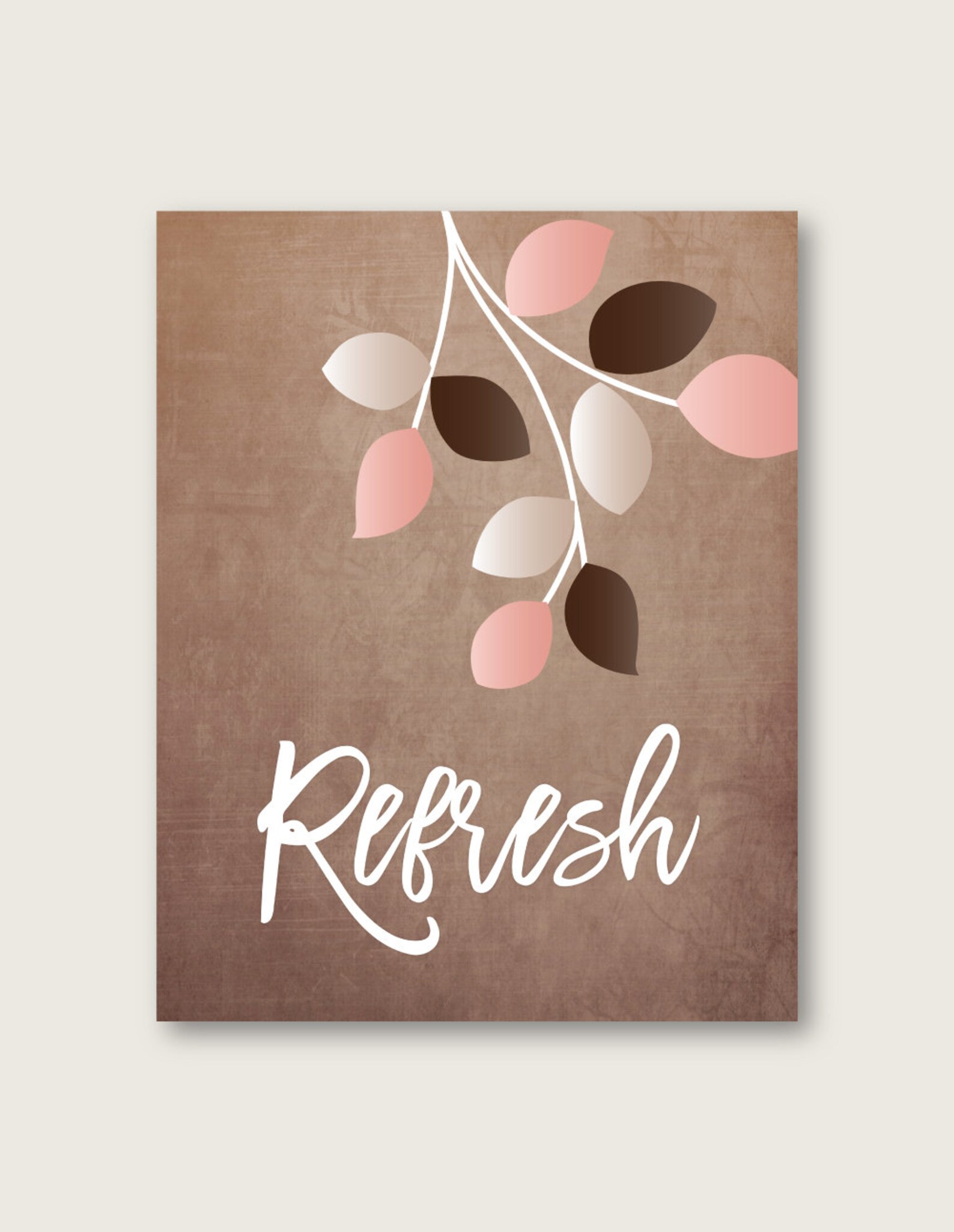 Brown Blush Pink BATHROOM Wall Art Relax Renew Refresh Etsy