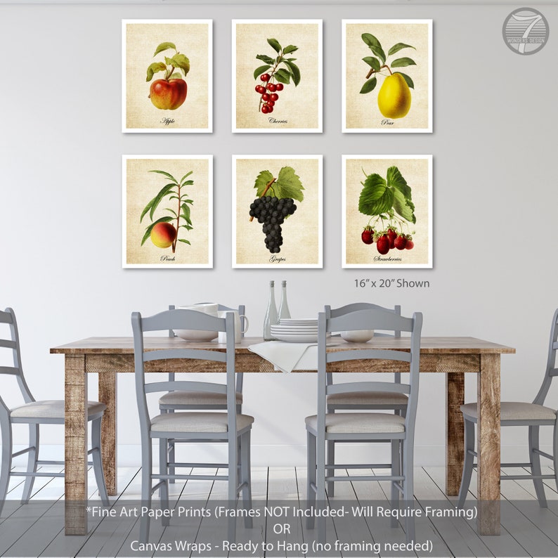 Vintage Fruit Kitchen Art Farmhouse Wall Decor Cottage | Etsy
