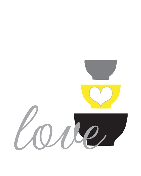 Buy Kitchen Wall Art Print Set Eat Drink Love Yellow Grey Online in