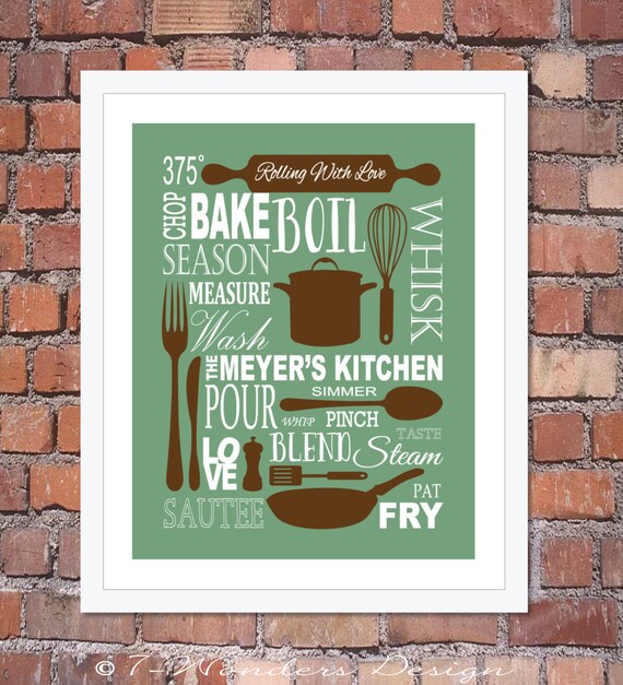 Items similar to Kitchen Art Personalized Prints Subway Art and