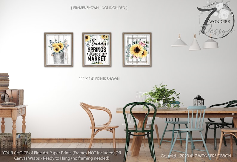 Rustic Farmhouse Kitchen Wall Art Print Sunflower Eucalyptus Etsy