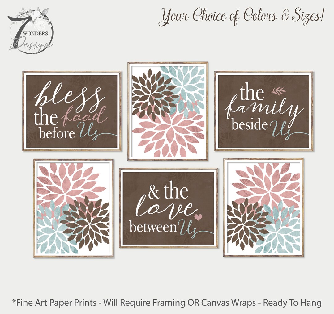 Modern Country Kitchen Wall Art Prints Bless the Food Before Etsy