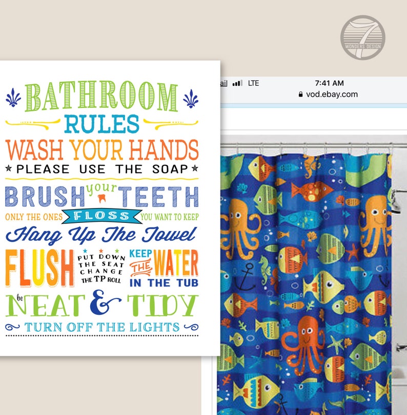 Funny Kids Bathroom Rules Art Print Pre-teen Subway | Etsy